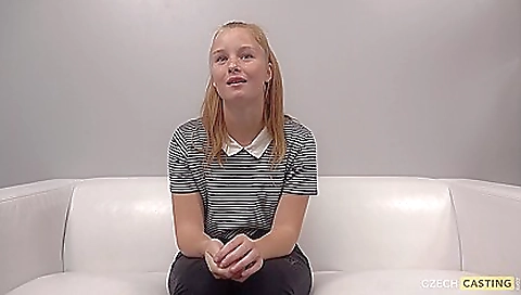 Striptease blonde babe shows off her body in the casting video