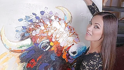 Horny blonde slut in a porn video getting sex in her mouth