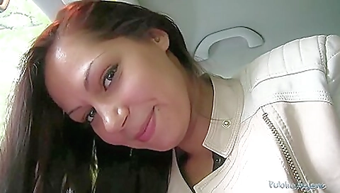 Brunette gets deepthroat and big ass fucked in the car