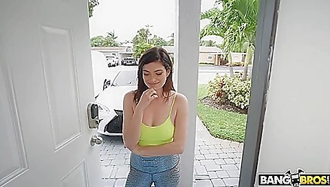 Brunette babe getting deep throated and fucked by her man