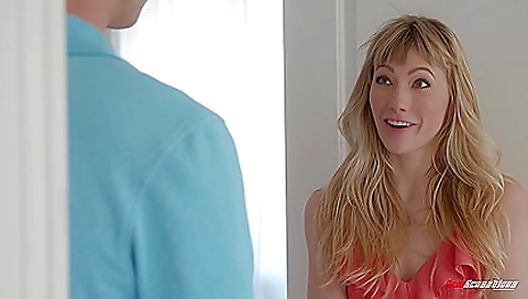 Blonde with small tits and ass fucked  on her phone