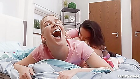 Lesbian lesbian sex in hd video with stockings and toys