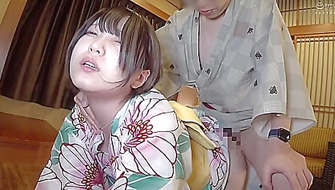 Asian girl with a big round ass and bra training with a cock