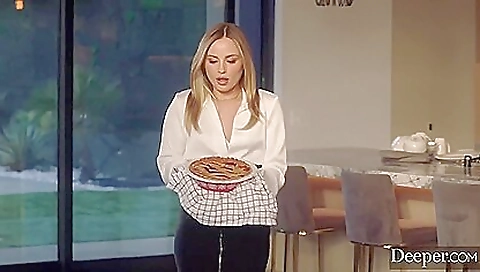 Blonde with big booty rides big cock on a big black dick