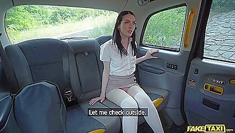 Busty brunette babe with a round ass is getting fingered