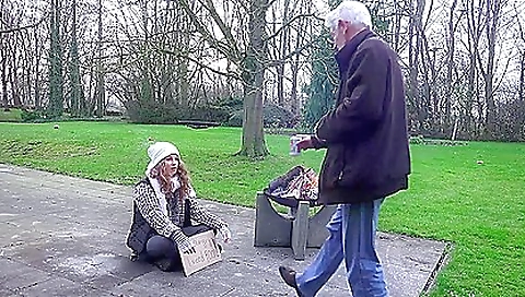 Beautiful brunette in an outdoor setting with a face