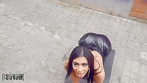 Big boobs brunette takes a big dick in her mouth and a facial