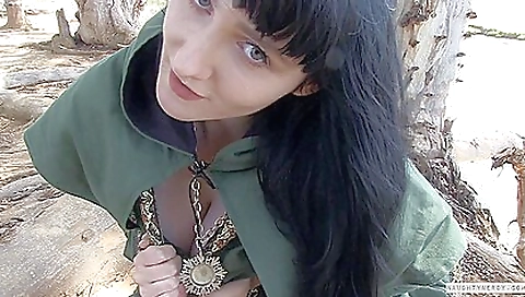 Beautiful brunette is enjoying her moment on the beach