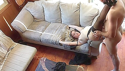 Busty blonde secretary gives her client's ass to the camera