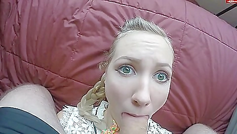German pornstar gets deepthroat blowjob and a big creampie
