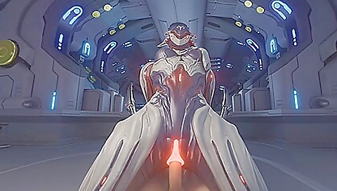 Hot lady on top on warframe and riding it like a whore